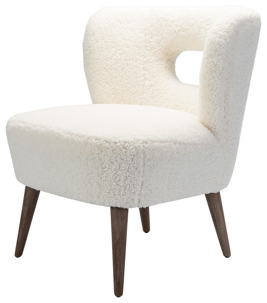 Mini Vegan Lambskin Sherpa Upholstery Barrel Chair   Midcentury   Armchairs And Accent Chairs   by Karat Home  Houzz