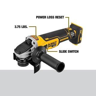 DW 20V MAX XR Cordless Brushless 4.5 in. Slide Switch Small Angle Grinder with Kickback Brake (Tool Only) DCG405B