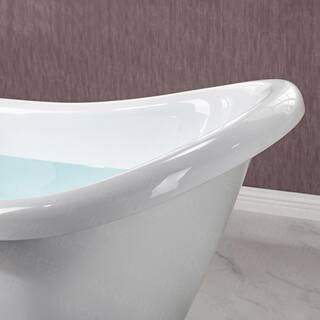 WOODBRIDGE Austin 54 in. Heavy Duty Acrylic Slipper Clawfoot Bath Tub in White Claw Feet Drain  Overflow in Oil Rubbed Bronze HBT7004