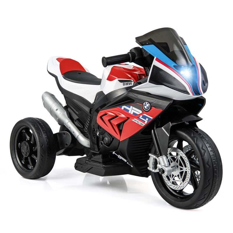 12V Licensed BMW Kids Ride on Motorcycle 3 Wheel Battery Powered Electric Riding Toy Trike with Light & Music