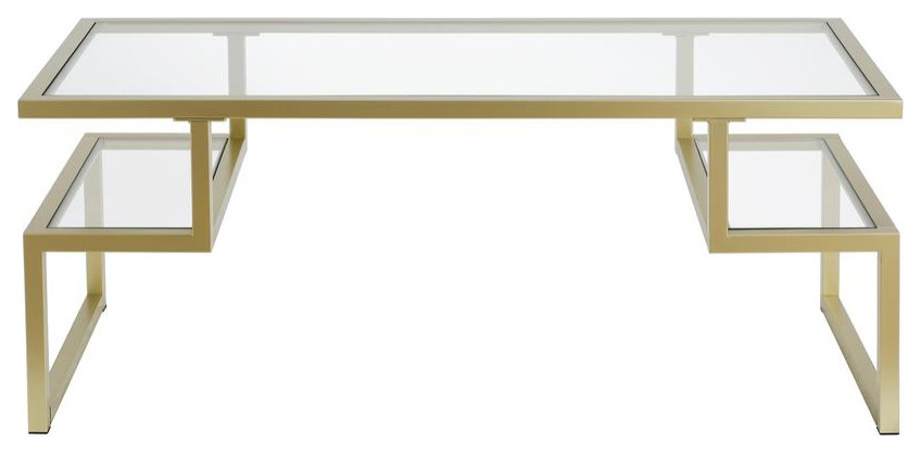 Zander 45  x27 x27Wide Rectangular Coffee Table in Brass   Contemporary   Coffee Tables   by BisonOffice  Houzz