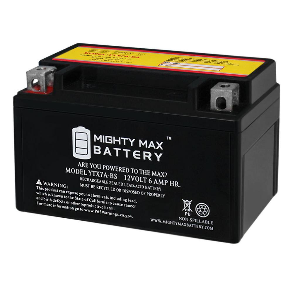 MIGHTY MAX BATTERY 12-Volt 6 Ah 105 CCA Sealed Lead Acid (SLA) AGM Powersport Battery YTX7A-BS31