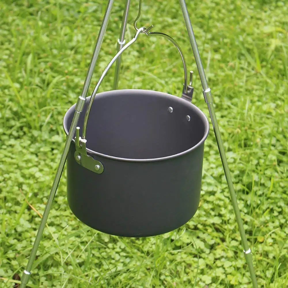 LARIBON large capacity Hanging kettle Carry Camping Hiking Outdoor Cooking Picnic Camping PotPot Cooking Kettle with Lid Pan