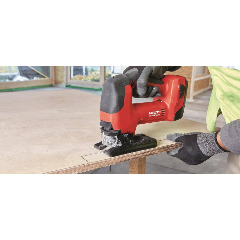 Hilti 22-Volt SJD 6-A Keyless Cordless Variable Speed Orbital Jig Saw Kit with (2) 2.6 Amp Li-Ion Batteries Charger and Bag 3608328