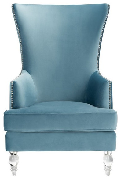 Maxine Modern Wingback Chair Light Blue   Traditional   Armchairs And Accent Chairs   by AED Luxury Home Decor  Houzz