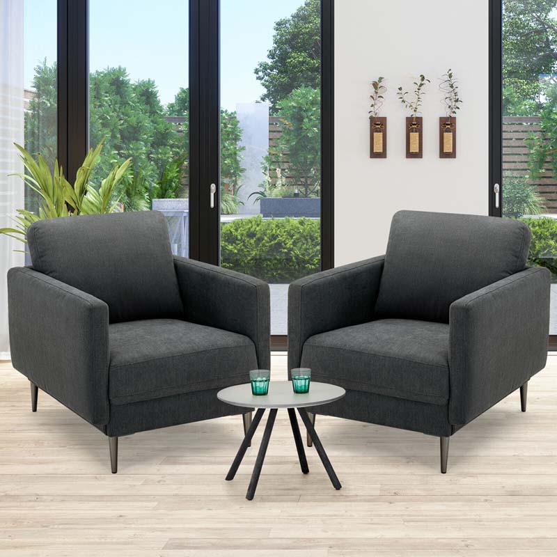 Modern Accent Chair Upholstered Armchair Single Sofa Couch with Removable Cushions & Solid Metal Legs