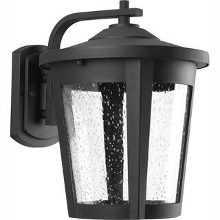 Progress Lighting East Haven LED Collection 1-Light Textured Black Clear Seeded Glass Transitional Outdoor Large Wall Lantern Light P6079-3130K9