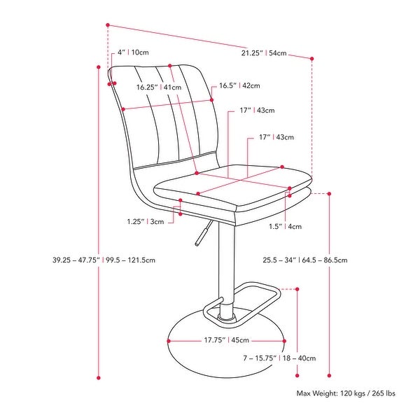 CorLiving Palmer Adjustable Channel Tufted Barstool