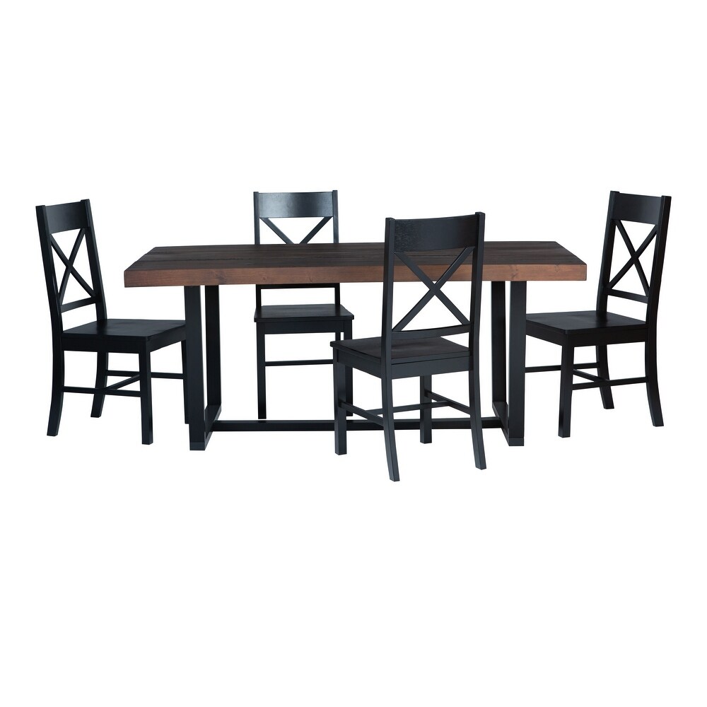 Middlebrook Solid Wood 5 Piece Dining Set with X Back Chairs