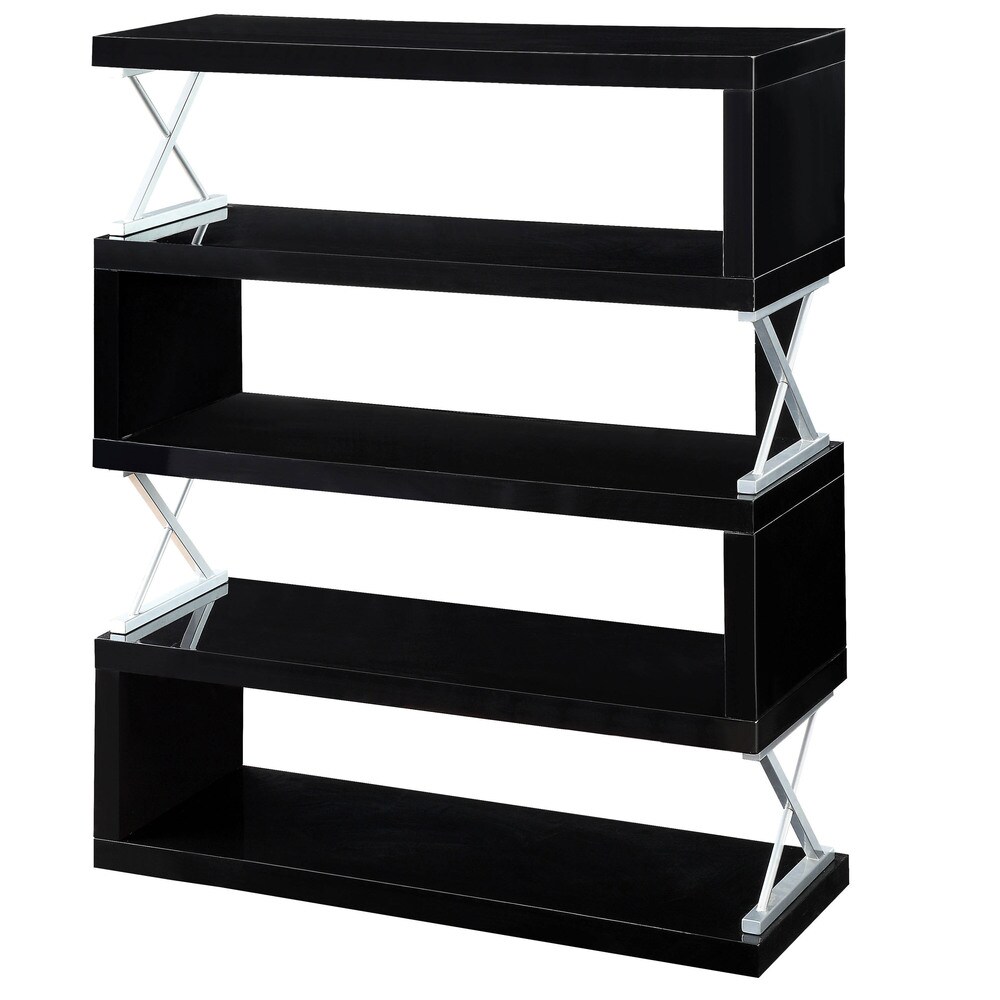 Loop Modern 5 Tier S shaped Bookcase with X shaped Metal by Furniture of America