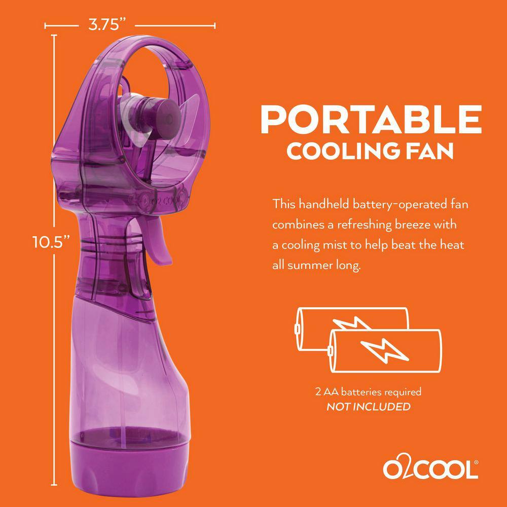 O2COOL Deluxe 3 in. Water Misting Personal Fan in Purple FML0001