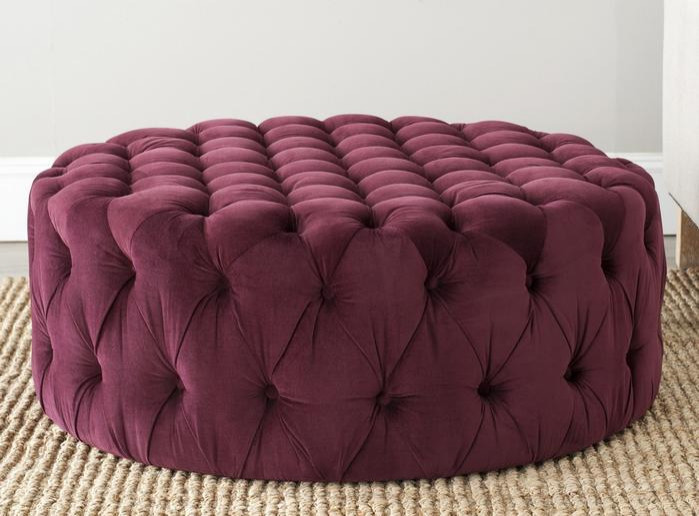 Lorna Tufted Ottoman Bordeaux   Transitional   Footstools And Ottomans   by Love Sofa  Houzz