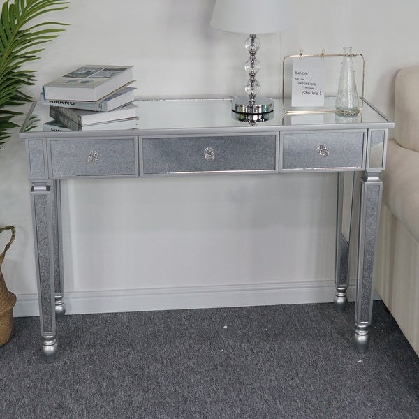 3 Drawers Mirror Table Dressing Table Console Table，Foyer Sofa Table Narrow for Entryway， Living Room， Hallway - 41.73