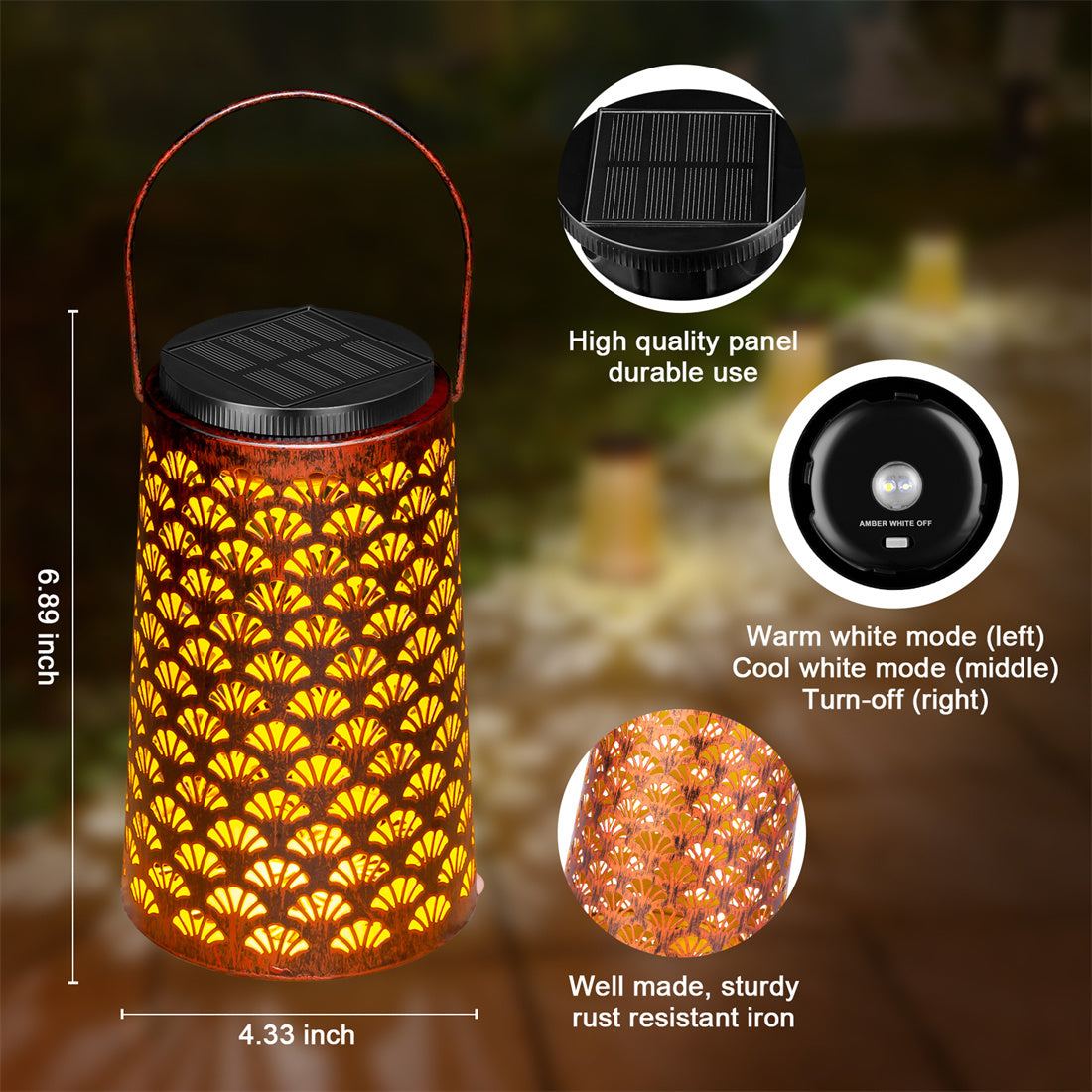 Solar Lantern Waterproof， Solar Lanterns Hanging Retro Style Outdoor Garden Patio Lanterns Decorative Light for Outside Yard Tree Backyard