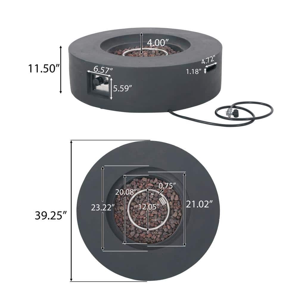 Noble House Aidan 39 in x 115 in Circular Outdoor Gas Fire Pit Table with Tank Holder