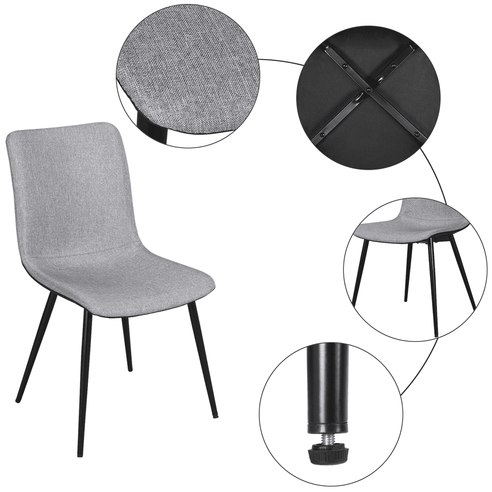 Yaheetech Set of 4 Dining Chairs for Kitchen Living Room，Gray， (Linen， PVC)