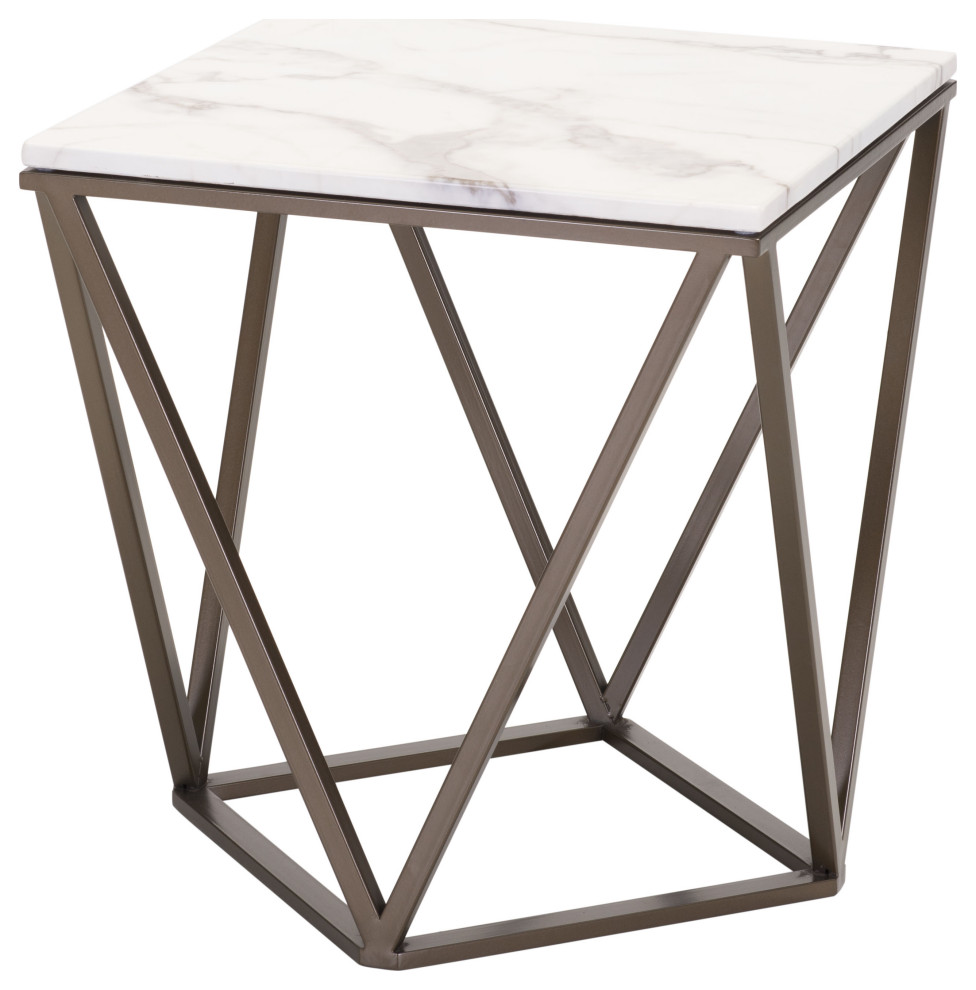 Tintern End Table White  ampAntique Brass   Transitional   Side Tables And End Tables   by Buildcom  Houzz