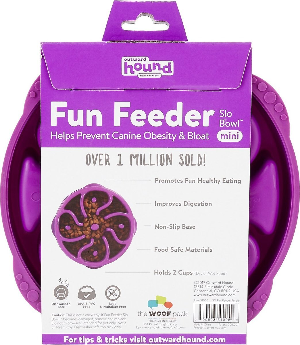 Outward Hound Fun Feeder Interactive Dog Bowl， Purple