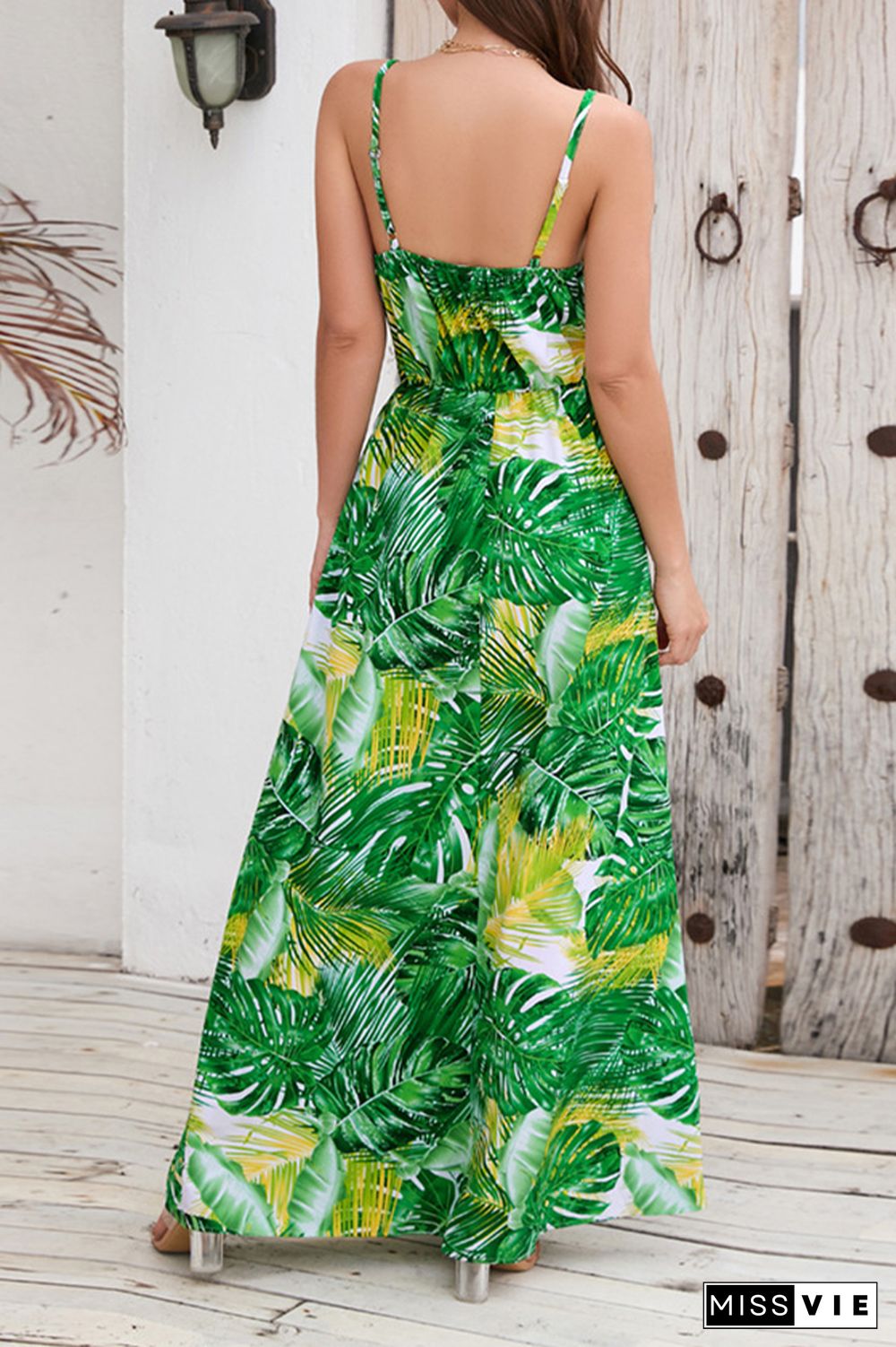 Wrap V Neck Abstract Print Cami Maxi Dress