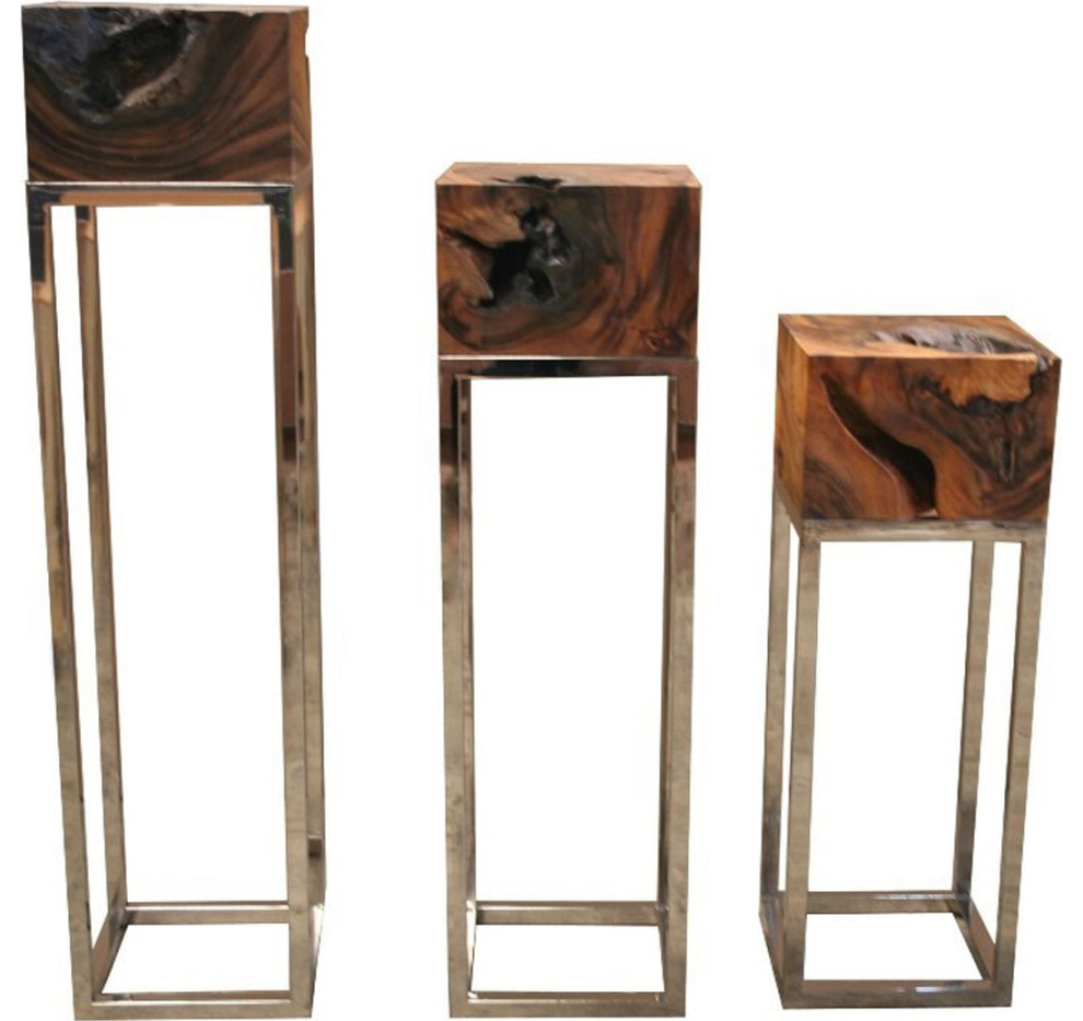 Block Pedestal 39 quot  Contemporary   Plant Stands And Telephone Tables   by HedgeApple  Houzz