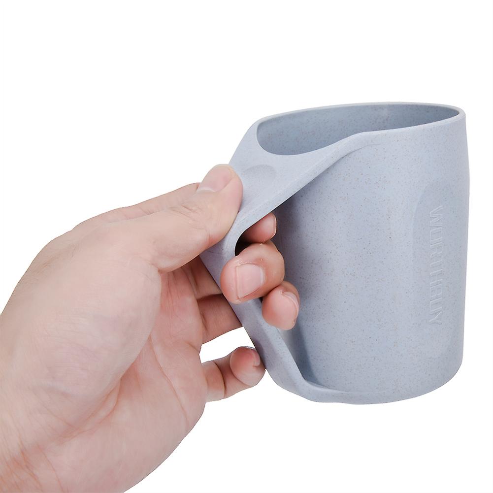 Healthy Wheat Straw Tooth Cup Water Drinking Mug Fashionable Slant Cups Blue