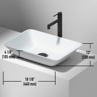 VIGO Sottile Modern White Glass 18 in. L x 13 in. W x 4 in. H Rectangular Vessel Bathroom Sink VG07114