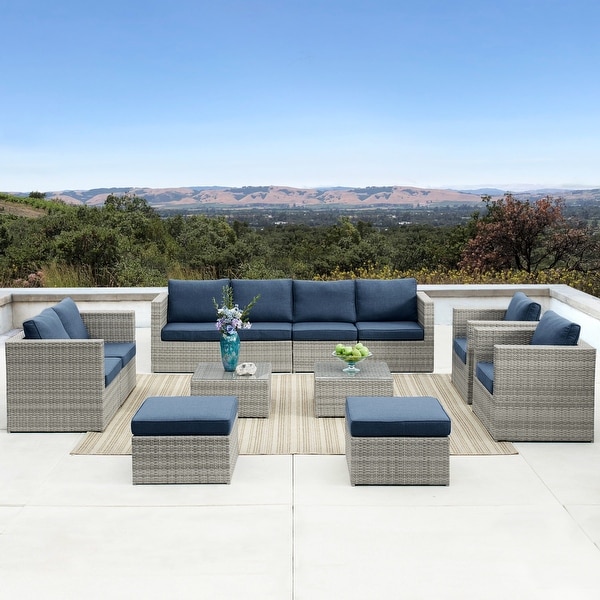 Corvus Trey 12piece Sectional Wicker Patio Sofa Set