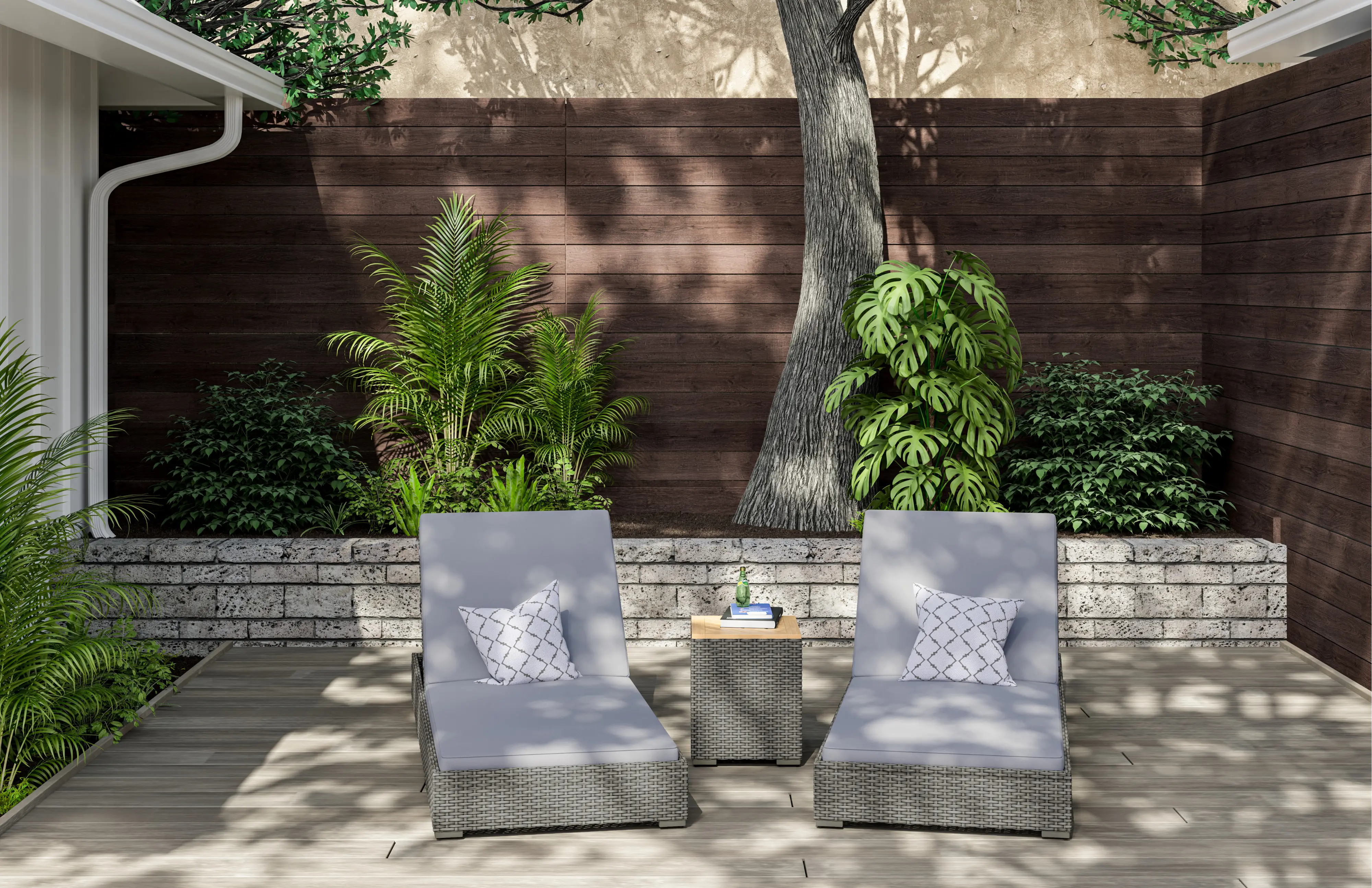 Boca Raton Gray Outdoor Chaise Lounge Set