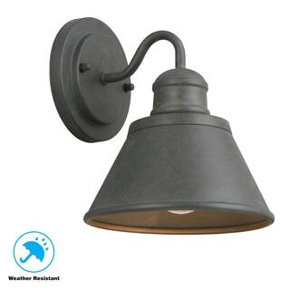 Hampton Bay 1-Light Zinc Outdoor Wall Barn Light Sconce Lantern HSP1691A