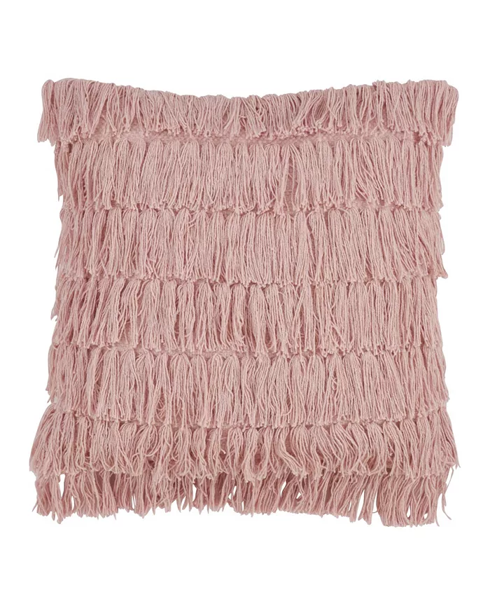 Saro Lifestyle Woven Fringes Decorative Pillow， 18 x 18