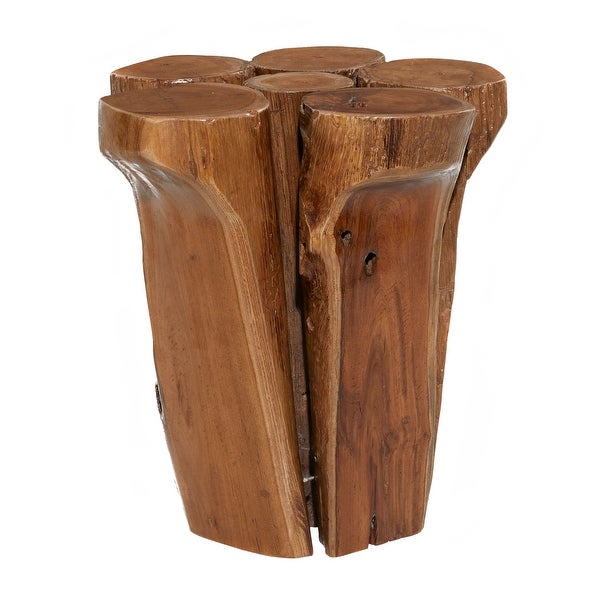 Brown Teak wood Rustic Stool 16 x 16 x 16 - 16 x 16 x 16