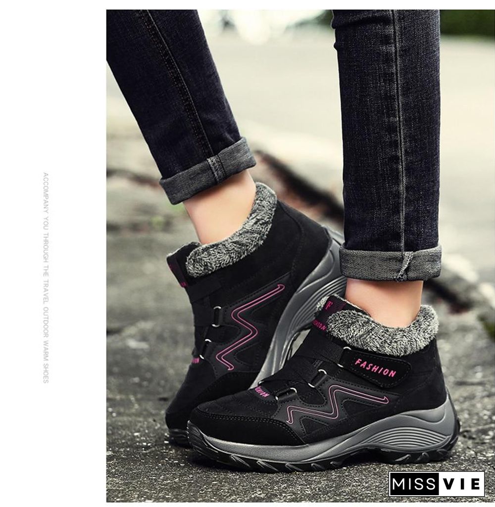 Winter women snow boots women warm push ankle boots high wedge waterproof boots rubber hiking boots shoes