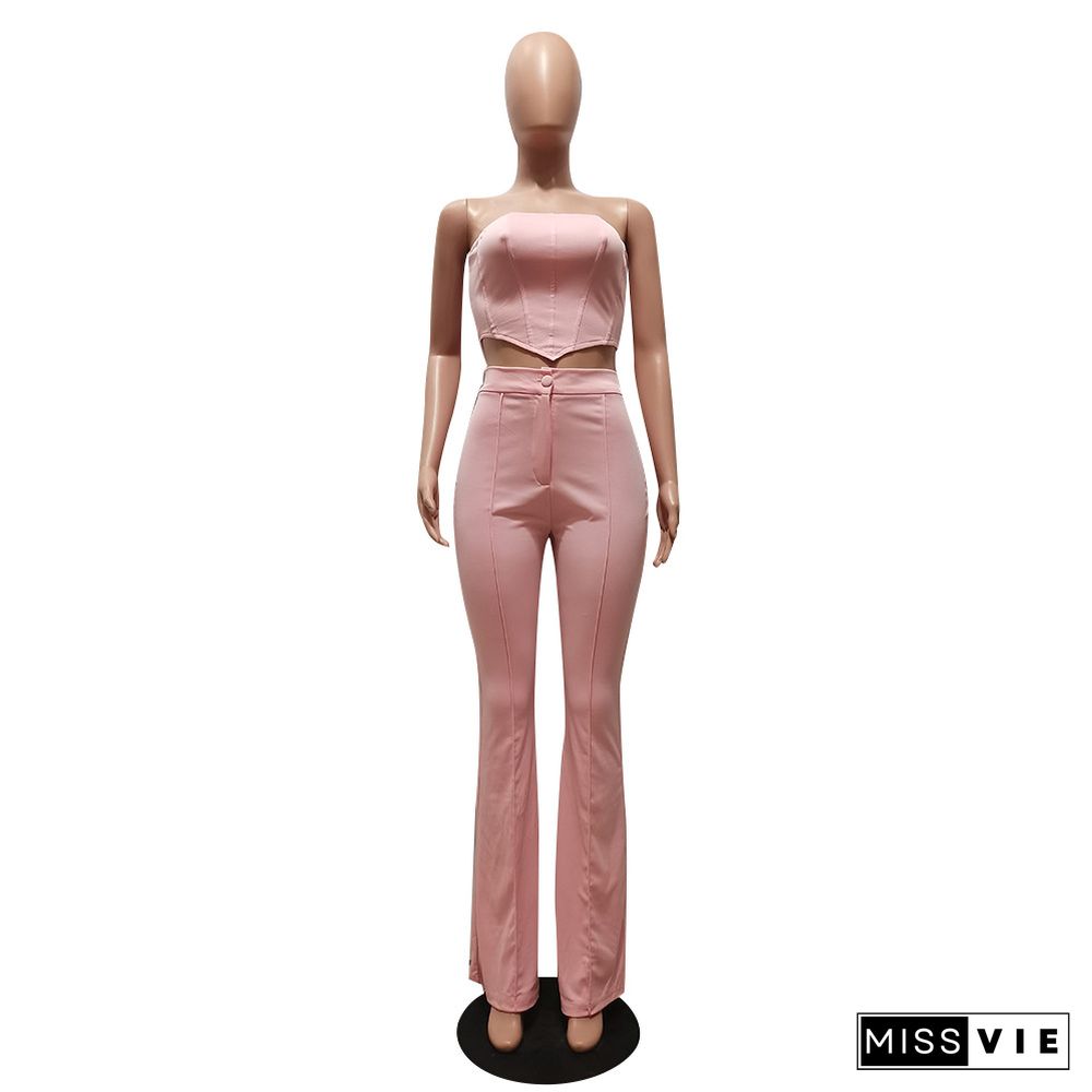 New Sexy Tube Top Slim Flared Pants Nightclub Set