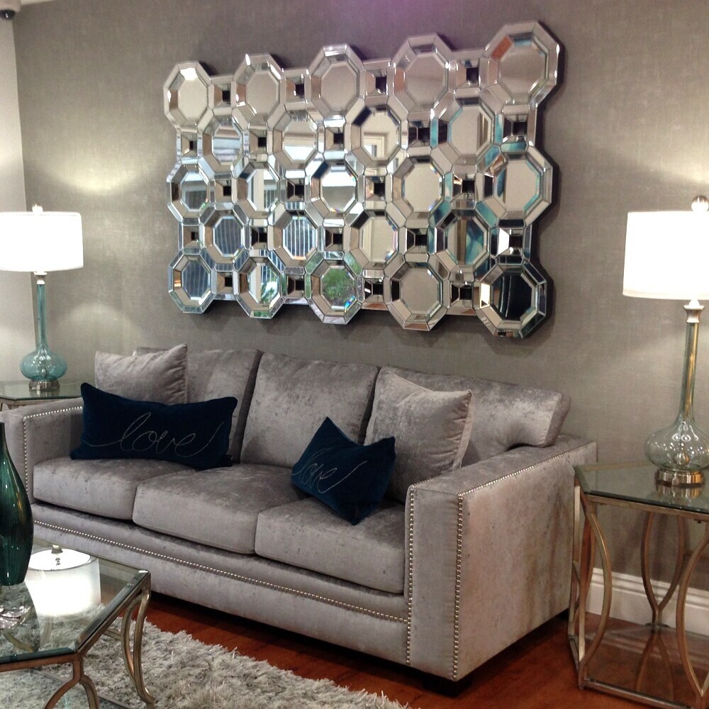 an Andrews Large Modern Beveled Crawford Wall Mirror