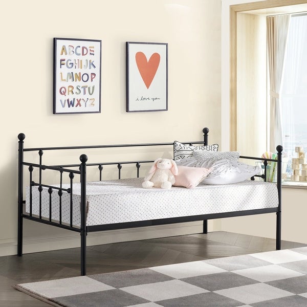 Taomika 4-Pieces Modern Bedroom Set Black Daybed with Trundle Nightstands Set of 2 - - 36002068