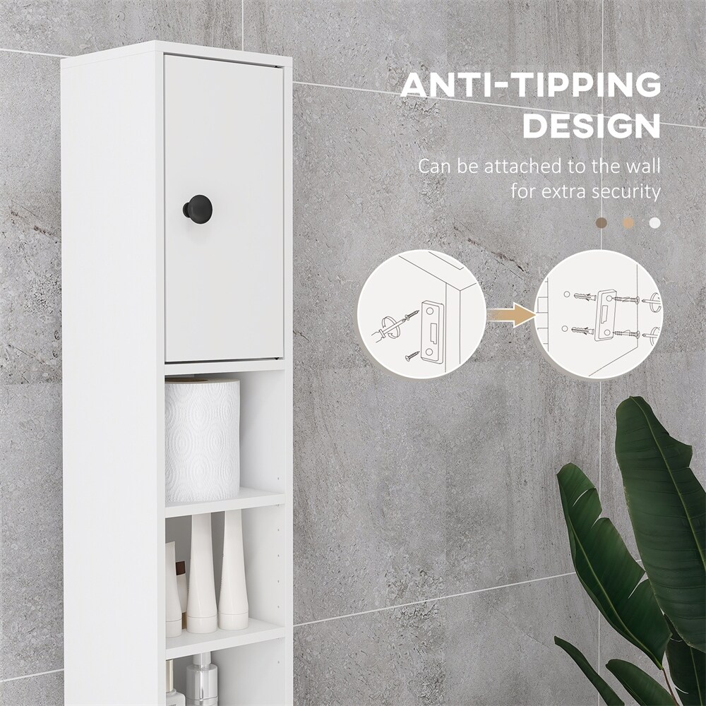 Tall Bathroom Storage Cabinet Narrow Toilet Cabinet，Adjustable Shelves