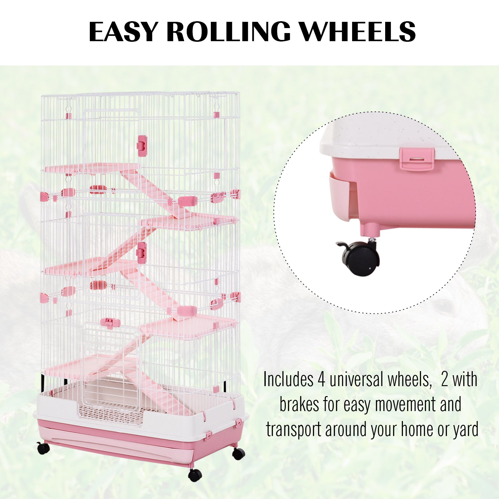 ametoys 6-level Cage Indoor Small Animal Hutch - Pink / White