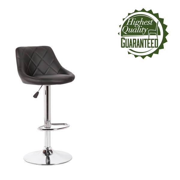 Porthos Home Rea Swivel Adjustable Height Bar Stool， PU Leather， Chrome Base