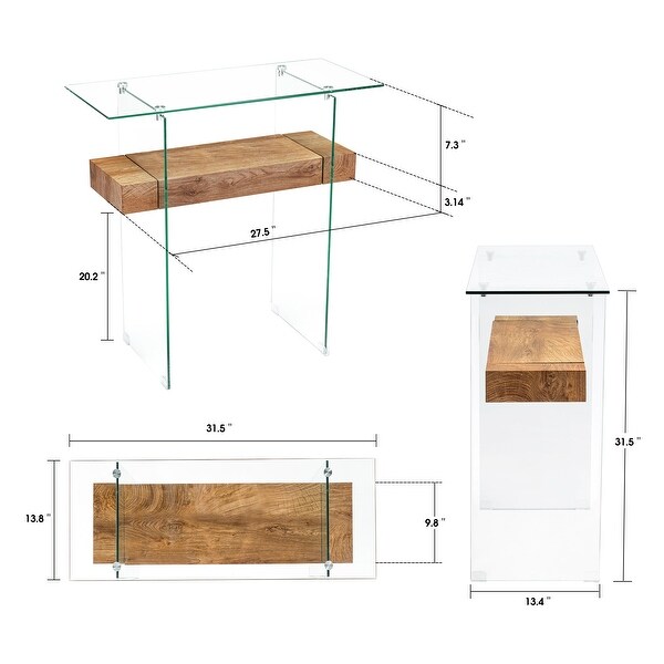 Ivinta Narrow Glass Console Table with Storage， 31.5'' Modern Sofa Table for Small Space