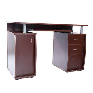 Karl home 45 in. W Retangular Brown Wood 3 Drawer Computer Desk with Door 941228127035