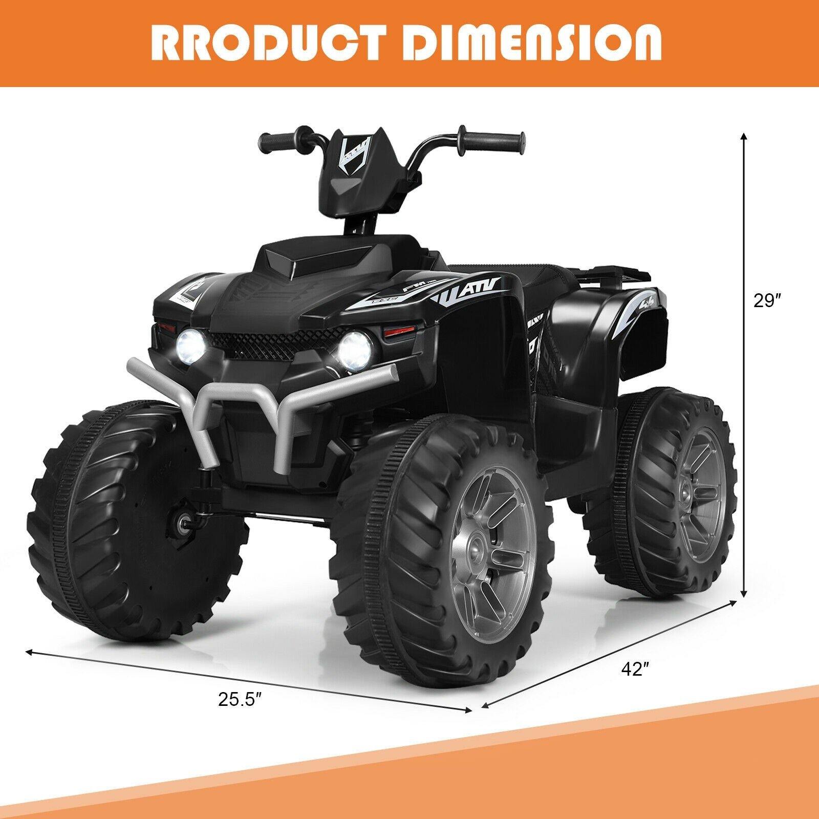 Costzon Kids ATV, 12V Battery Powered Electric Vehicle w/ LED Lights, High & Low Speed