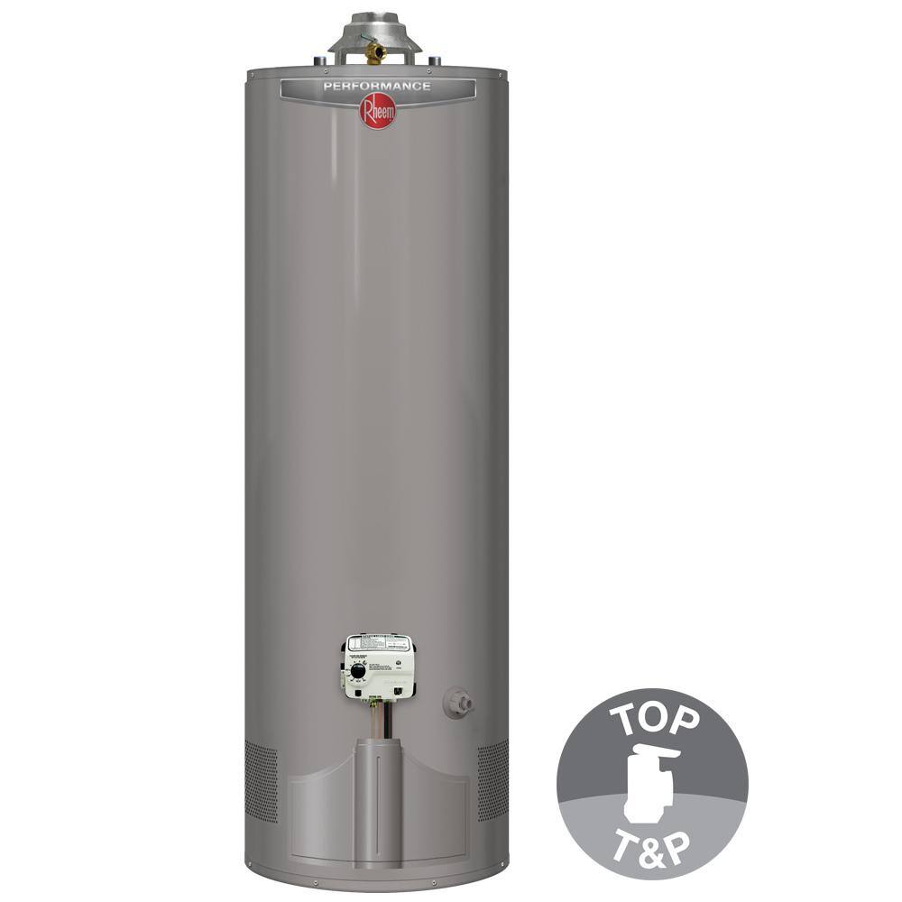 Rheem Performance 40 Gal. Tall 6-Year 38000 BTU Ultra Low NOx (ULN) Natural Gas Tank Water Heater with Top T and P Valve XG40T06TN38U1