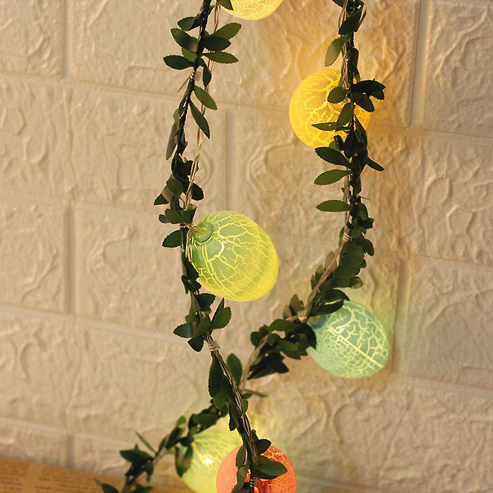 Easter Egg String Lights Easter Decorations 2Meter 10LED Green Rattan Cracked Easter Egg Light Battery Operated for Spring Decor