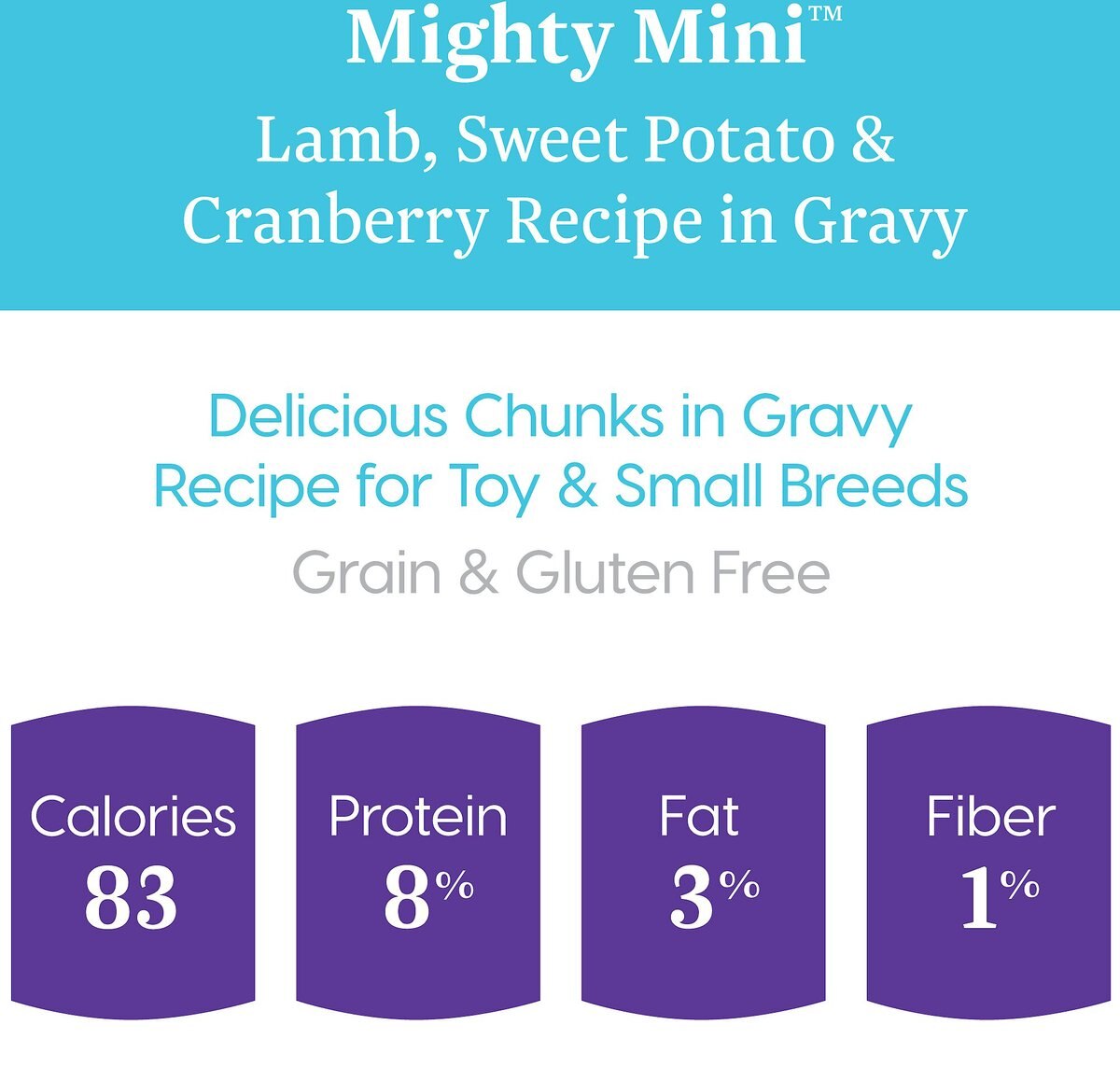 Solid Gold Mighty Mini Lamb， Sweet Potato and Cranberry Toy and Small Breed Recipe Grain-Free Dog Food Trays