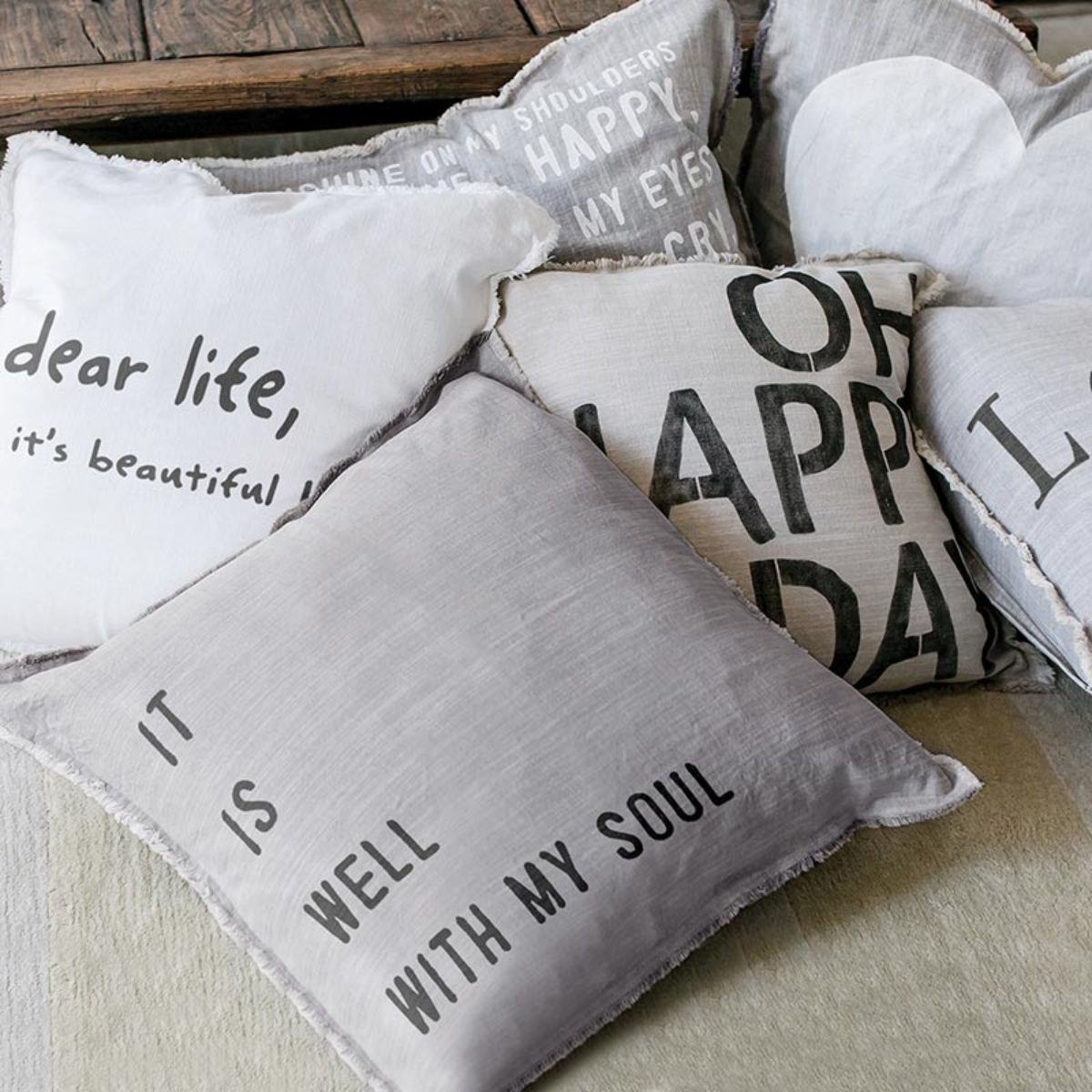 26 Gray Decorative Euro Pillow with It Is Well with My Soul Print Design