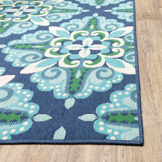 Marlowe Medallion Patio Rug Blue green