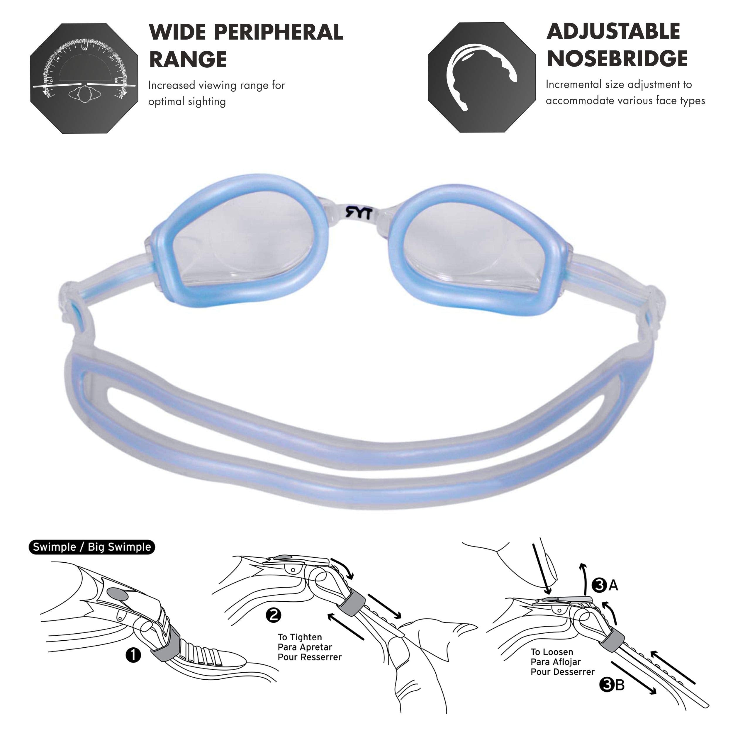 TYR Femme T-72 Petite Goggle: Blue Gasket/Clear Lens