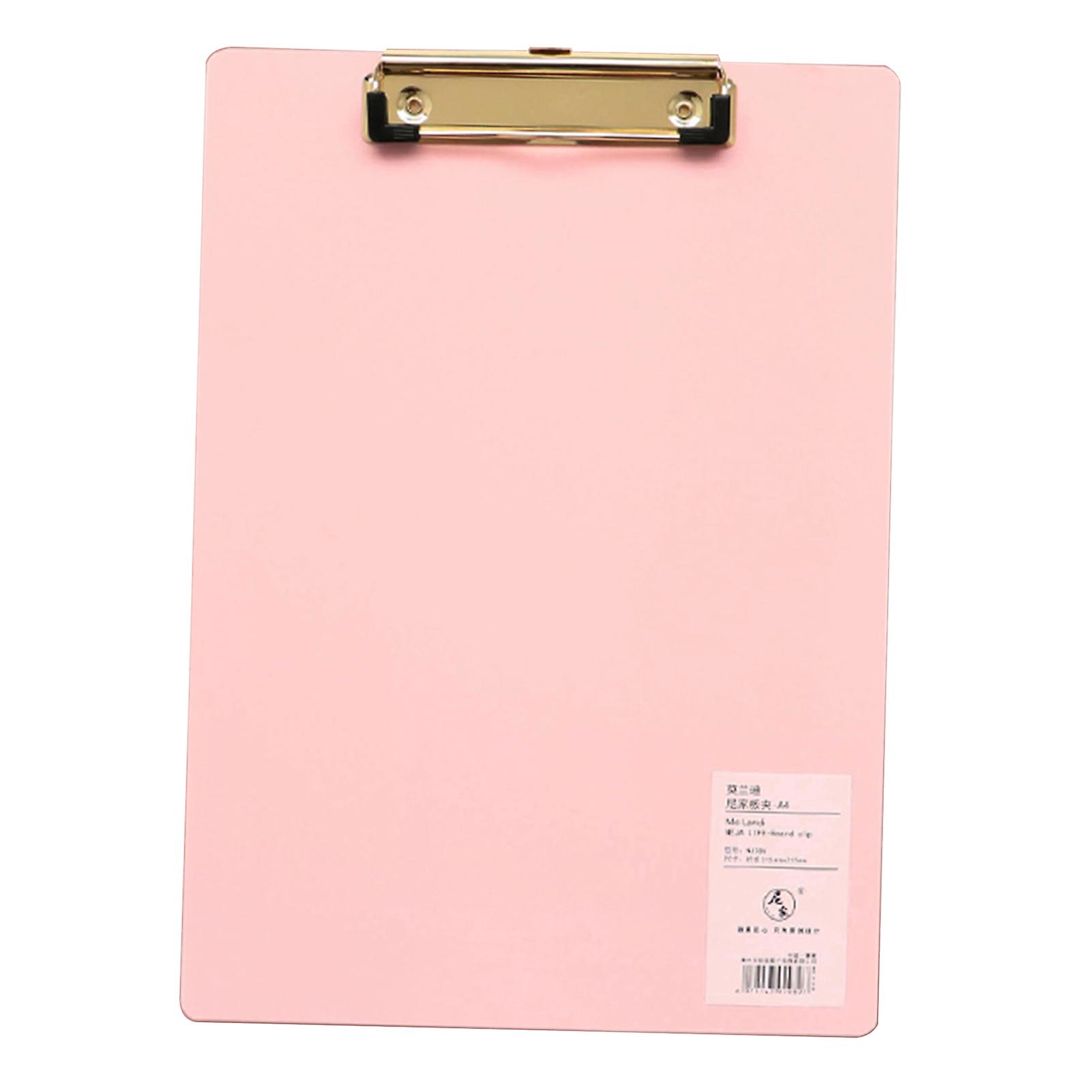 A4 Plastic Clipboard Hardboard Writing Pad Profile Clip With Hanging Hole For Students School Office Pink