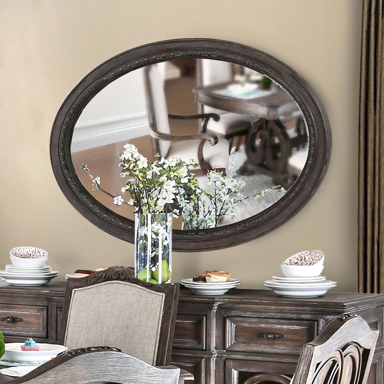 Arcadia Mirror Oval  Rustic Natural Tone