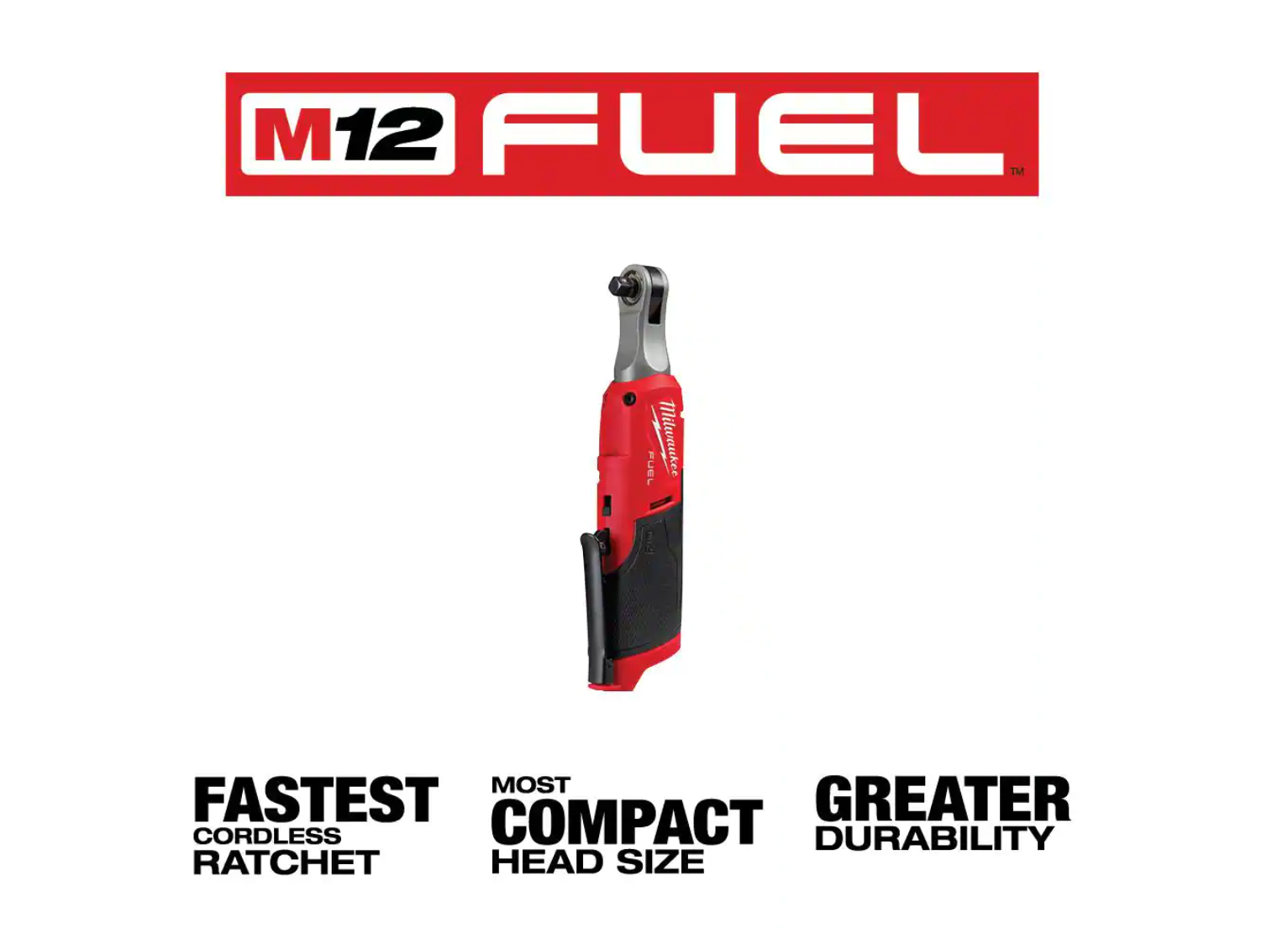 Milwaukee M12 FUEL 12-Volt Lithium-Ion High Speed 3/8 in. Ratchet w/ (1) 1/4 in. Right Angle and (1) 1/4 in. Straight Die Grinder (2567-20-2485-20-2486-20)